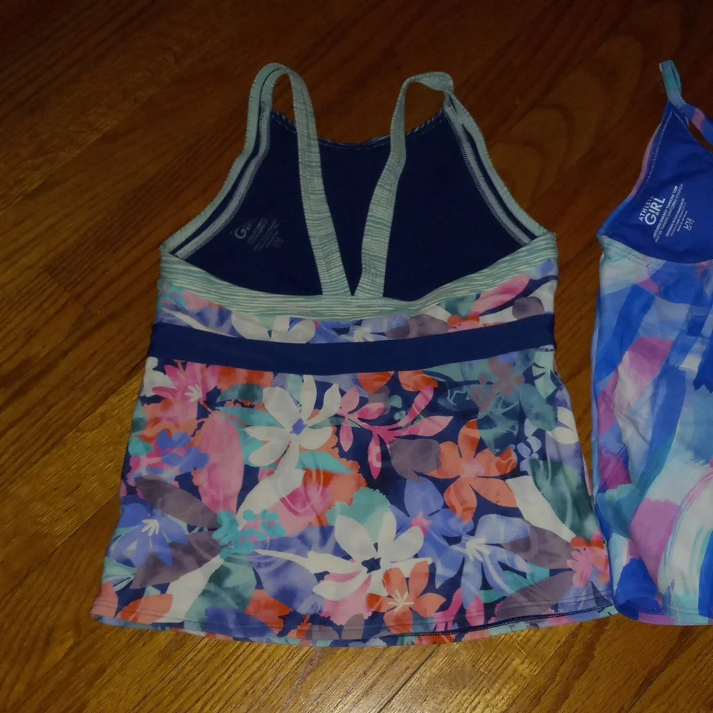 ATHLETA GIRLS TANKINI Swim Suit Bathing Suit Tops Bundle of 2